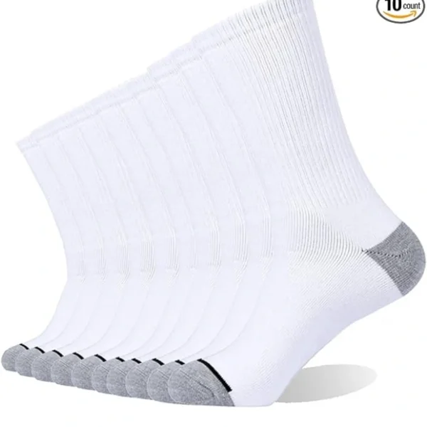 EnerWear 10P Pack Unisex Cotton Moisture Wicking Cushion Crew Socks