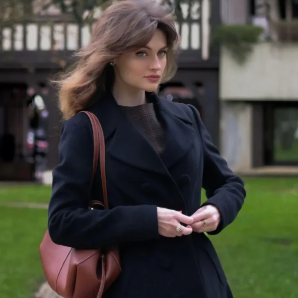 Black Wool Long Coat for Women-Elegant