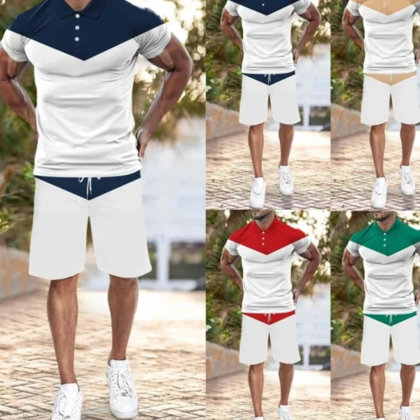 Mens Fashion Short Sleeve T Shirt and Shorts Set Summer 2 Piece Outfit Tracksuit