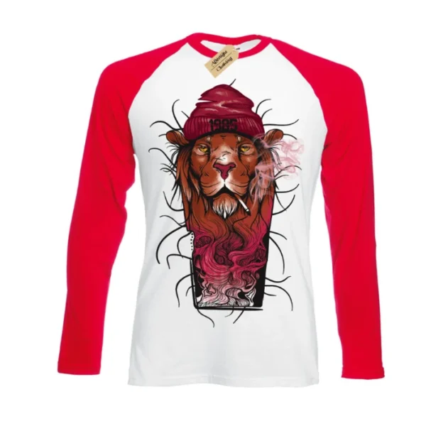 Fashion '85 Lion T-Shirt cool smoking Mens Baseball t-shirt