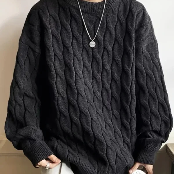 Plus Size Men's Casual Style Long-sleeved Crew Neck Sweater