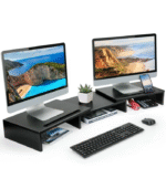 Dual Monitor Stand Riser with Adjustable Length & Angle