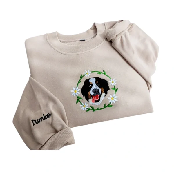 Custom Dog Face Embroidered Sweatshirt