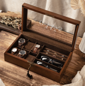 New markdown! Biggest sale in 60+ days Local taxes included (where applicable) Personalized Sunglasses Box, Watch Box, Custom Gifts For Husband, Storage box for Glasses/ Cufflinks/ Watch, 3-in-1 Jewelry box Gift For Him - Image 3