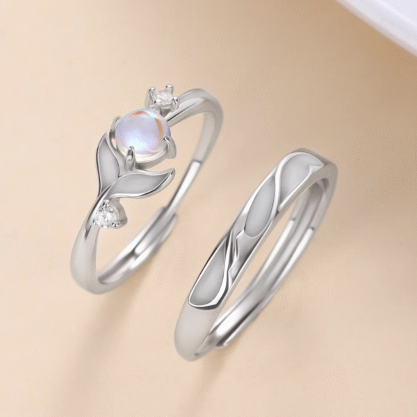 USD 26.37+ Original Price: USD 32.96+ 20% off Sale ends in 21:07:00  New markdown! Biggest sale in 60+ days Local taxes included (where applicable) Glow in the Dark Moonstone on Solid 925 Sterling Silver Couple Rings Adjustable in Sizes Matching Rings Promise Rings for Couples