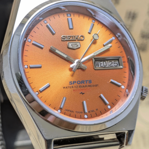 Sale ends in 6 days Local taxes included (where applicable) Rare vintage Seiko 5 sports automatic day date movement number 7009A japan made men's watch