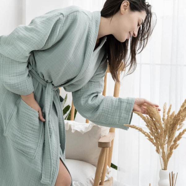 Oversized Muslin Robe: Organic Cotton Gauze Kimono Bathrobe