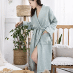 Oversized Muslin Robe: Organic Cotton Gauze Kimono Bathrobe - Image 2