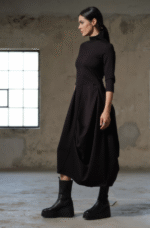Black asymmetric dress, Avant garde dress, Extravagant Long Dress, Slow fashion, Capsule wardrobe, Sustainable clothes - Image 3