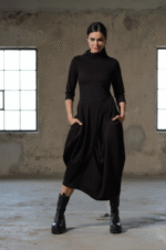 Black asymmetric dress, Avant garde dress, Extravagant Long Dress, Slow fashion, Capsule wardrobe, Sustainable clothes