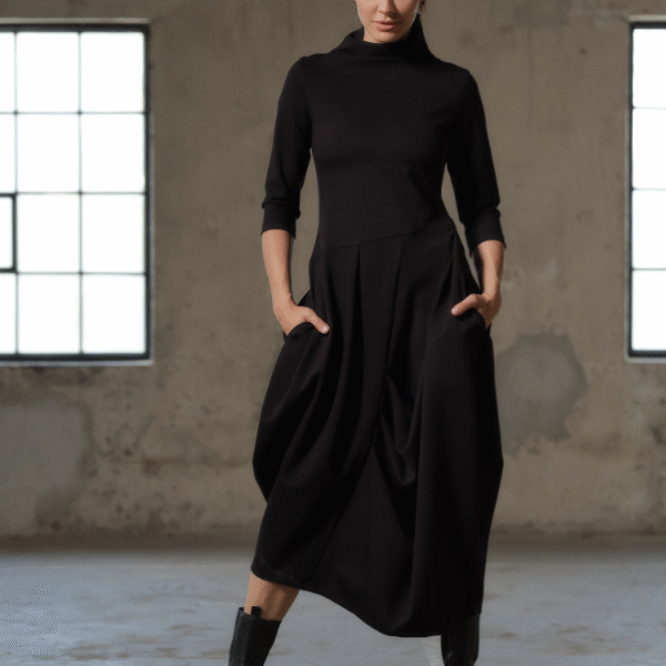 Black asymmetric dress, Avant garde dress, Extravagant Long Dress, Slow fashion, Capsule wardrobe, Sustainable clothes