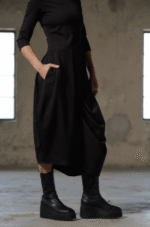 Black asymmetric dress, Avant garde dress, Extravagant Long Dress, Slow fashion, Capsule wardrobe, Sustainable clothes - Image 2