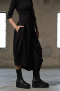 Black asymmetric dress, Avant garde dress, Extravagant Long Dress, Slow fashion, Capsule wardrobe, Sustainable clothes - Image 2