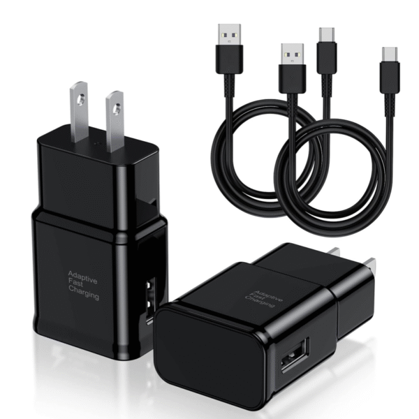 2-Pack Fast Charging USB C Wall Charger & 6ft Cable for Samsung Galaxy, Google Pixel, LG, HTC, OnePlus, and More