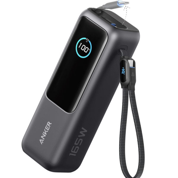 Anker Laptop Power Bank, 25,000mAh Portable Charger with Triple 100W USB-C Ports, Built-in and Retractable Cables, for iPhone 16/15 Series, MacBook, Samsung, and More (Flight-Approved)