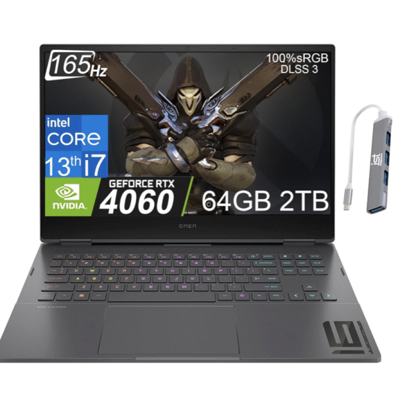 HP OMEN 16 Gaming Laptop (16.1" FHD 165Hz, Intel 13th Gen Core i7-13700HX (> i9-11900H), 64G DDR5 RAM, 2TB PCle SSD, Geforce RTX 4060 8GB), Backlit KB, Thunderbolt 4, IST Hub, Win11 Home, Black
