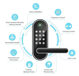 Keyless Entry Fingerprint Smart Lock with Handle & Keypad: Sifely Biometric Digital Electronic Lock with Code, Electric Deadbolt Door Knob for Front, Interior, Exterior & Bedroom Doors (Silver) - Image 2