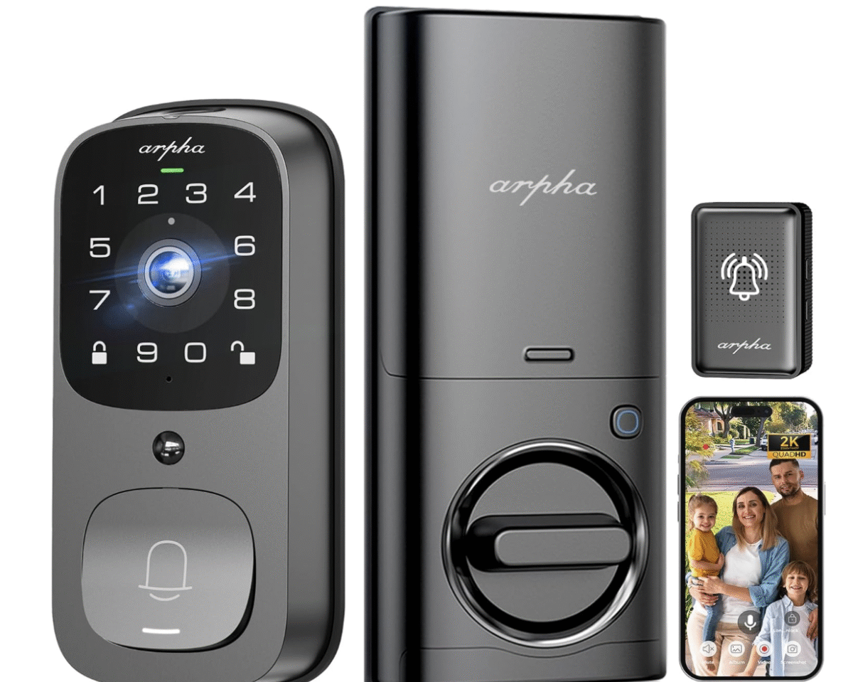 WiFi Smart Door Lock, 5-in-1 Fingerprint Keyless Entry Door Lock, Two-Way Audio, Dual Motion Sensors, App Remote Control, Keypad Code, IP65 Waterproof - Image 1