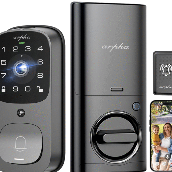 WiFi Smart Door Lock, 5-in-1 Fingerprint Keyless Entry Door Lock, Two-Way Audio, Dual Motion Sensors, App Remote Control, Keypad Code, IP65 Waterproof