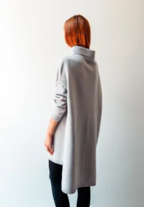 White Wool Sweater Dress with High Neck - Image 6