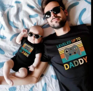 Leveled Up to Daddy & Player 2 Matching Gamer Outfits. - Image 2