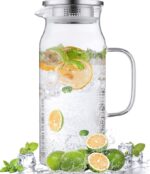 Bivvclaz 2 Liter Large Glass Pitcher with Stainless Steel Lid and Spout for Hot/Cold Drinks - Versatile for Fridge, Iced Tea, Coffee, Juice 92% of respondents would recommend this to a friend