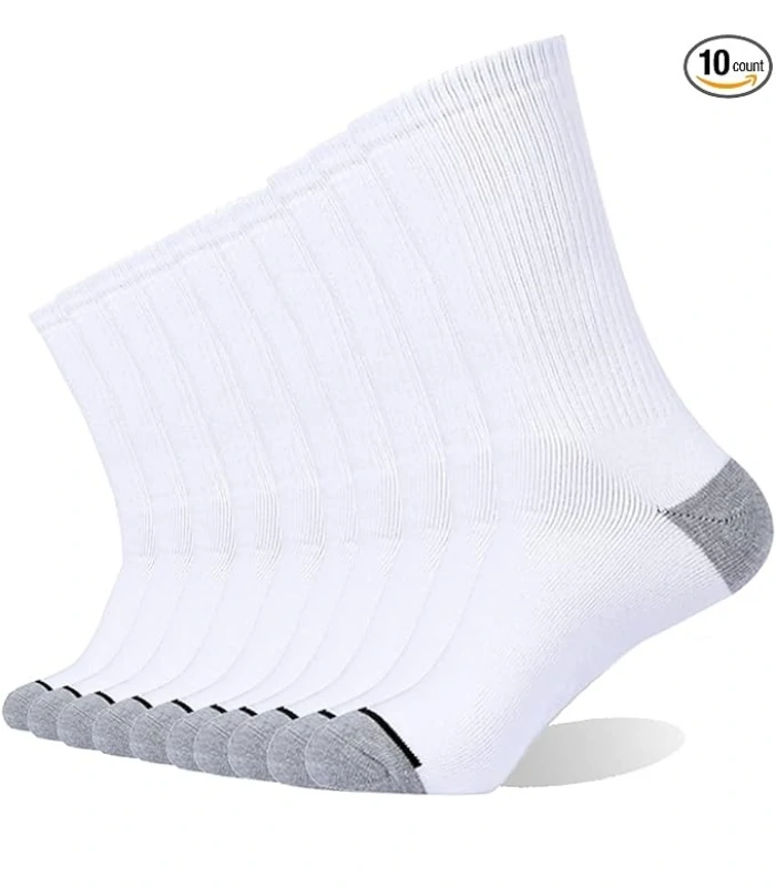 1-11 EnerWear 10P Pack Unisex Cotton Moisture Wicking Cushion Crew Socks - Image 2