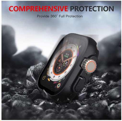 2025-09-18-02.32.24-27 Misxi 2 Pack Hard PC Case Built in Tempered Glass Compatible with 49mm Apple Watch Ultra 3 (2025) / Ultra 2 / Ultra, Thin Protective Case with Screen Protector for iWatch, Shockproof Cover with Button, Black - Image 2