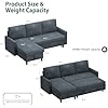Shintenchi Sofa Couch, Pullout Sofa Bed,2 in 1 Pull Out Couch Bed with Storage Chaise for Living Room,Sleeper Sofa Couches Linen Sectional Sofa - Image 5