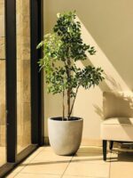 Kante 18 Inch Dia Round Concrete Planter, Indoor Outdoor Large Plant Pot with Drainage