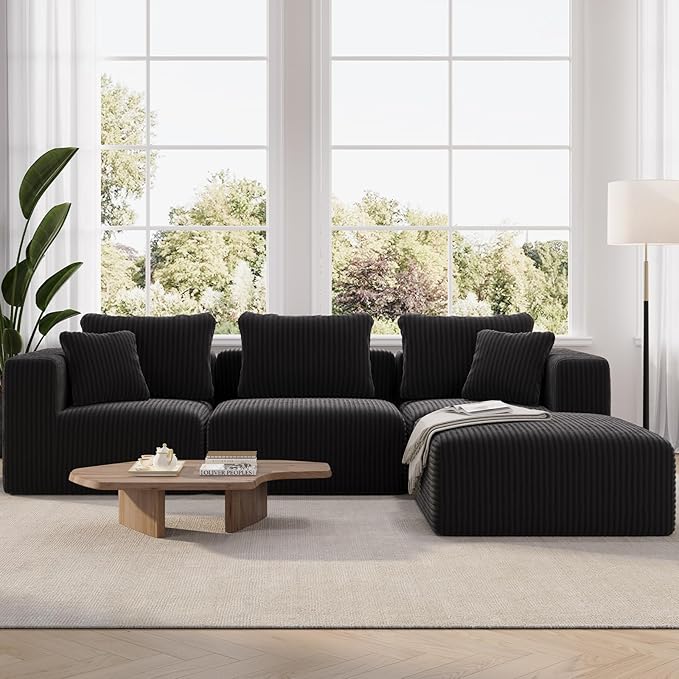 81Q9yNe85IL._AC_SX679_ Novilla 106" Modular Sectional Sofa, Modern Cloud Sectional Couch with Smarts Coil™ Support, L-Shape Boneless Couch for Living Room Apartments Bedroom, No Assembly Required (3 Seater + 1 Ottoman) - Image 1
