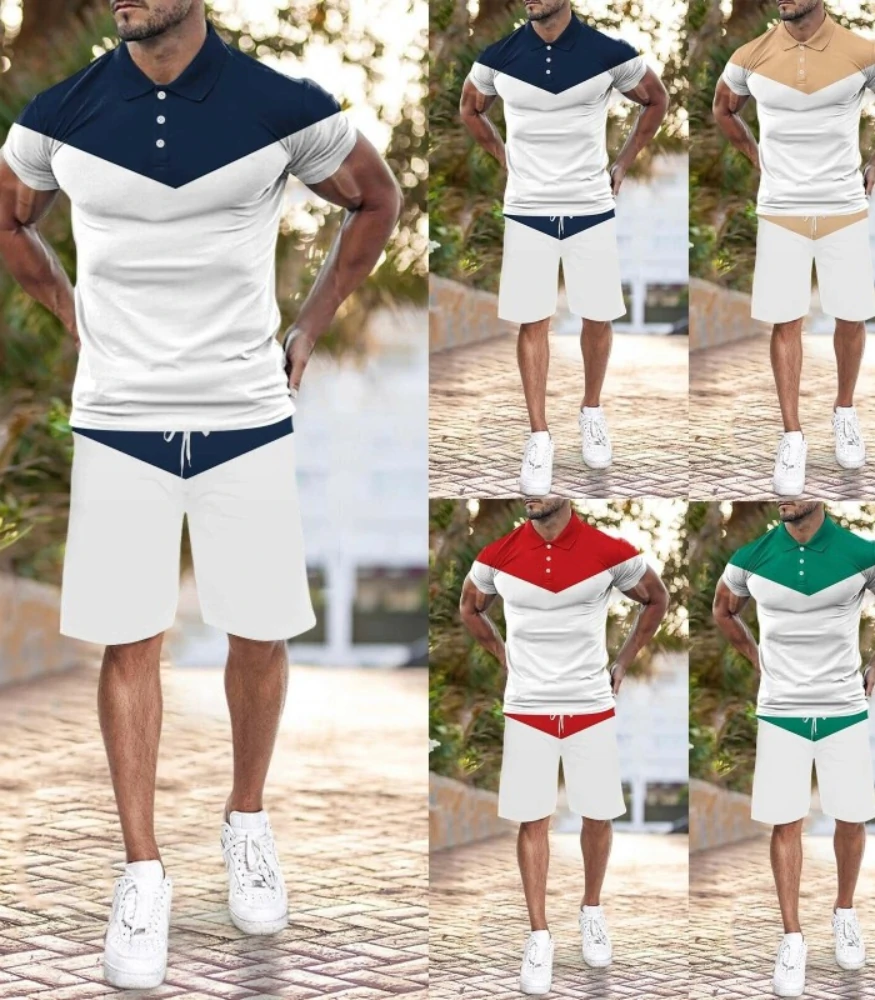 Etssy-Sellers-Products-Main-Images-22-3 Mens Fashion Short Sleeve T Shirt and Shorts Set Summer 2 Piece Outfit Tracksuit - Image 2