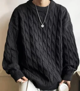 Plus Size Men's Casual Style Long-sleeved Crew Neck Sweater