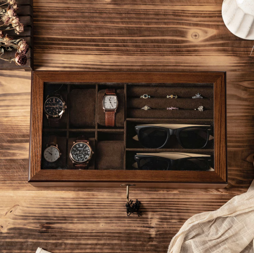 New markdown! Biggest sale in 60+ days Local taxes included (where applicable) Personalized Sunglasses Box, Watch Box, Custom Gifts For Husband, Storage box for Glasses/ Cufflinks/ Watch, 3-in-1 Jewelry box Gift For Him