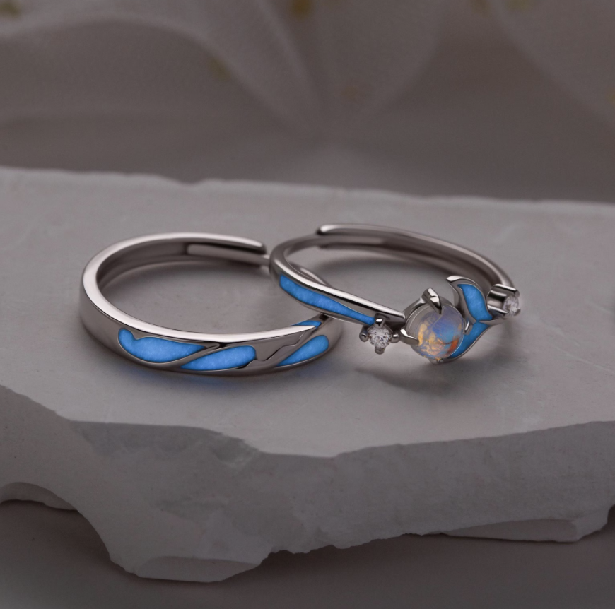 Screenshot-2025-09-16-at-1.22.44-AM-14 USD 26.37+ Original Price: USD 32.96+ 20% off Sale ends in 21:07:00  New markdown! Biggest sale in 60+ days Local taxes included (where applicable) Glow in the Dark Moonstone on Solid 925 Sterling Silver Couple Rings Adjustable in Sizes Matching Rings Promise Rings for Couples - Image 3