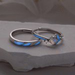 USD 26.37+ Original Price: USD 32.96+ 20% off Sale ends in 21:07:00  New markdown! Biggest sale in 60+ days Local taxes included (where applicable) Glow in the Dark Moonstone on Solid 925 Sterling Silver Couple Rings Adjustable in Sizes Matching Rings Promise Rings for Couples - Image 3