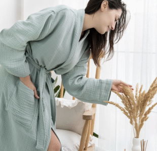Oversized Muslin Robe: Organic Cotton Gauze Kimono Bathrobe