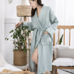Oversized Muslin Robe: Organic Cotton Gauze Kimono Bathrobe - Image 2
