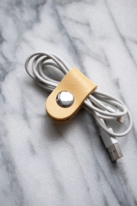 Single Leather Cord Wraps Cable Organizer Headphone Cord Keeper Tie , Organizer Charge Cable Holder , Small Christmas Gift For Her - Image 2