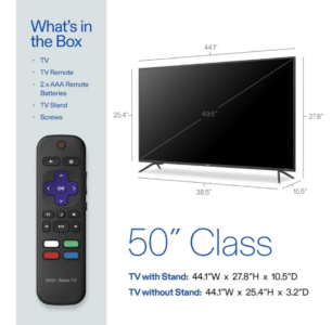 onn 50” Class 4K UHD (2160P) LED Roku Smart Television HDR (100012585)onn 50” Class 4K UHD (2160P) LED Roku Smart Television HDR (100012585) - Image 3