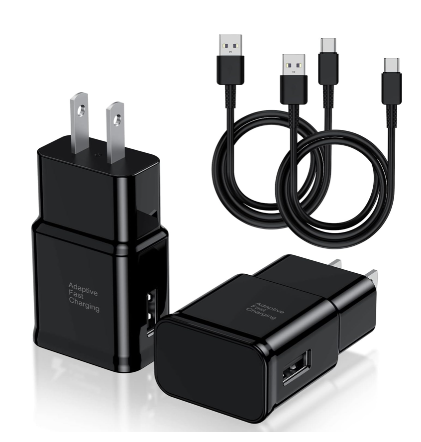 2-Pack Fast Charging USB C Wall Charger & 6ft Cable for Samsung Galaxy, Google Pixel, LG, HTC, OnePlus, and More