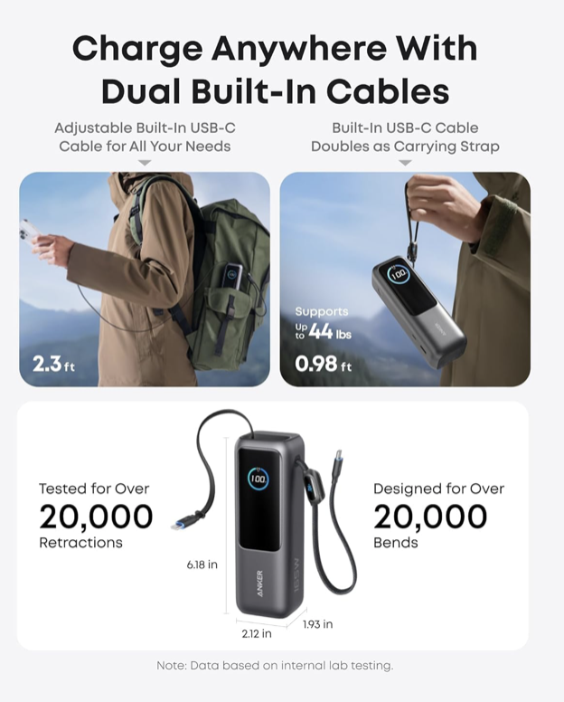 Screenshot-2025-09-18-at-2.22.34-AM-6 Anker Laptop Power Bank, 25,000mAh Portable Charger with Triple 100W USB-C Ports, Built-in and Retractable Cables, for iPhone 16/15 Series, MacBook, Samsung, and More (Flight-Approved) - Image 3