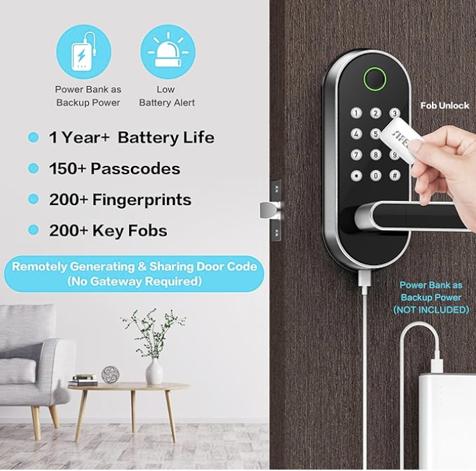 Screenshot-2025-09-20-at-9.50.39-PM-2 Keyless Entry Fingerprint Smart Lock with Handle & Keypad: Sifely Biometric Digital Electronic Lock with Code, Electric Deadbolt Door Knob for Front, Interior, Exterior & Bedroom Doors (Silver) - Image 3