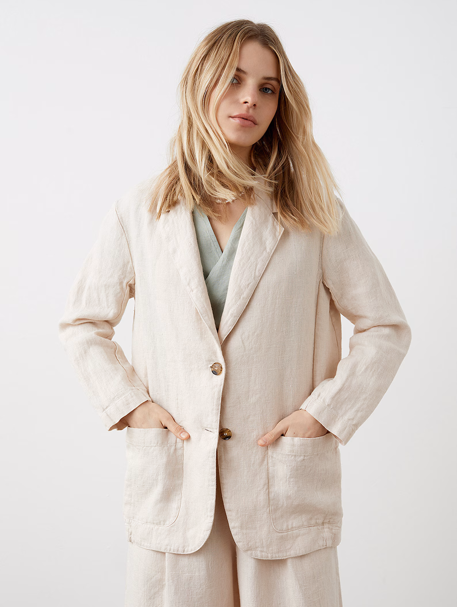 il_1588xN.5405457101_qq3n-7 Sizes: S, XL. Ready-to-ship, Linen oversize blazer, Linen boyfriend jacket, linen suit jacket for woman, WALES - Image 3
