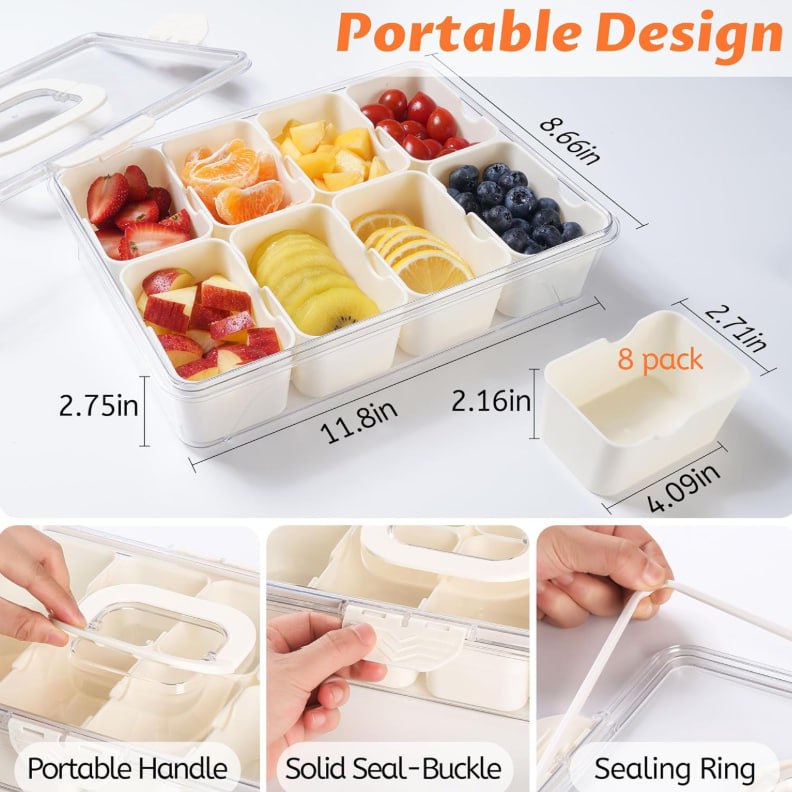 photo_2025-09-20-04.22.39-25 Snackle Box Container, Dishwasher Safety - Divided Serving Tray with Lid and Handle, Charcuterie Board for Portable Snack Platters - Clear Organizer for Fruits Snacks,Perfect for Road Travel 81% of respondents would recommend this to a friend - Image 2