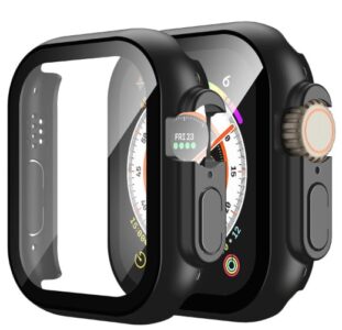 Misxi 2 Pack Hard PC Case Built in Tempered Glass Compatible with 49mm Apple Watch Ultra 3 (2025) / Ultra 2 / Ultra, Thin Protective Case with Screen Protector for iWatch, Shockproof Cover with Button, Black