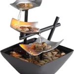Homedics Tabletop Water Fountain, Home Décor Soothing Sound Machine - Automatic Pump, Deep Basin & Natural River Rocks.
