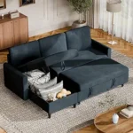 Shintenchi Sofa Couch, Pullout Sofa Bed,2 in 1 Pull Out Couch Bed with Storage Chaise for Living Room,Sleeper Sofa Couches Linen Sectional Sofa