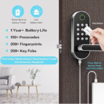 Keyless Entry Fingerprint Smart Lock with Handle & Keypad: Sifely Biometric Digital Electronic Lock with Code, Electric Deadbolt Door Knob for Front, Interior, Exterior & Bedroom Doors (Silver) - Image 3