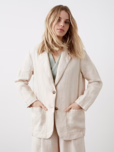 Sizes: S, XL. Ready-to-ship, Linen oversize blazer, Linen boyfriend jacket, linen suit jacket for woman, WALES - Image 3